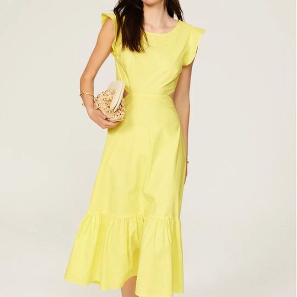 Marissa Webb Collective cotton open back dress chartruese size 4 - Picture 1 of 9